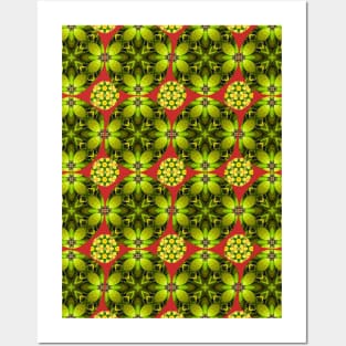 A pattern using fresh green and yellow tangerines. Posters and Art